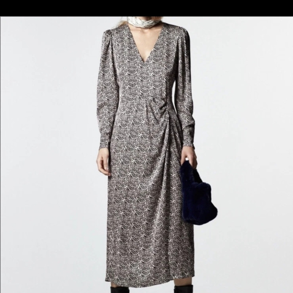 Zara Monochrome Long Sleeve Dress